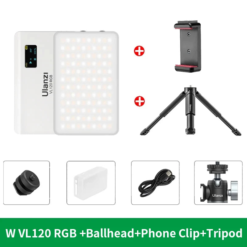 Full Color RGB Video Light (2500K-9000K) - Dimmable LED Photography Lighting