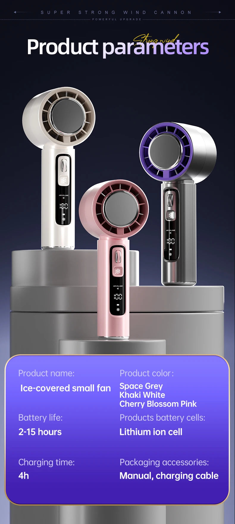 Refrigeration High-Speed Handheld Electric Fan - 4000mAh