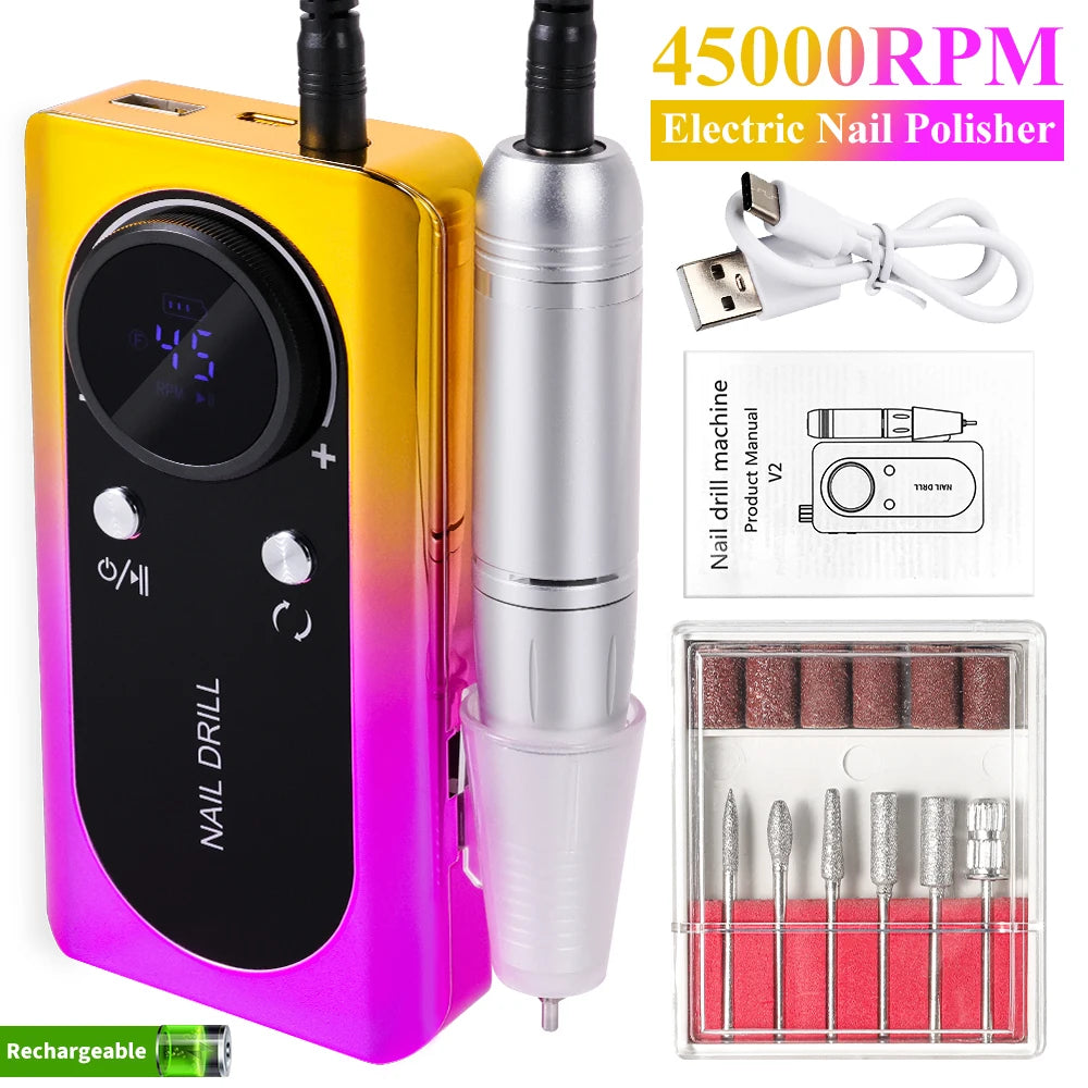 Pro Nail Drill β 45K RPM, Ultra-Quiet & Cordless for Flawless Manicures