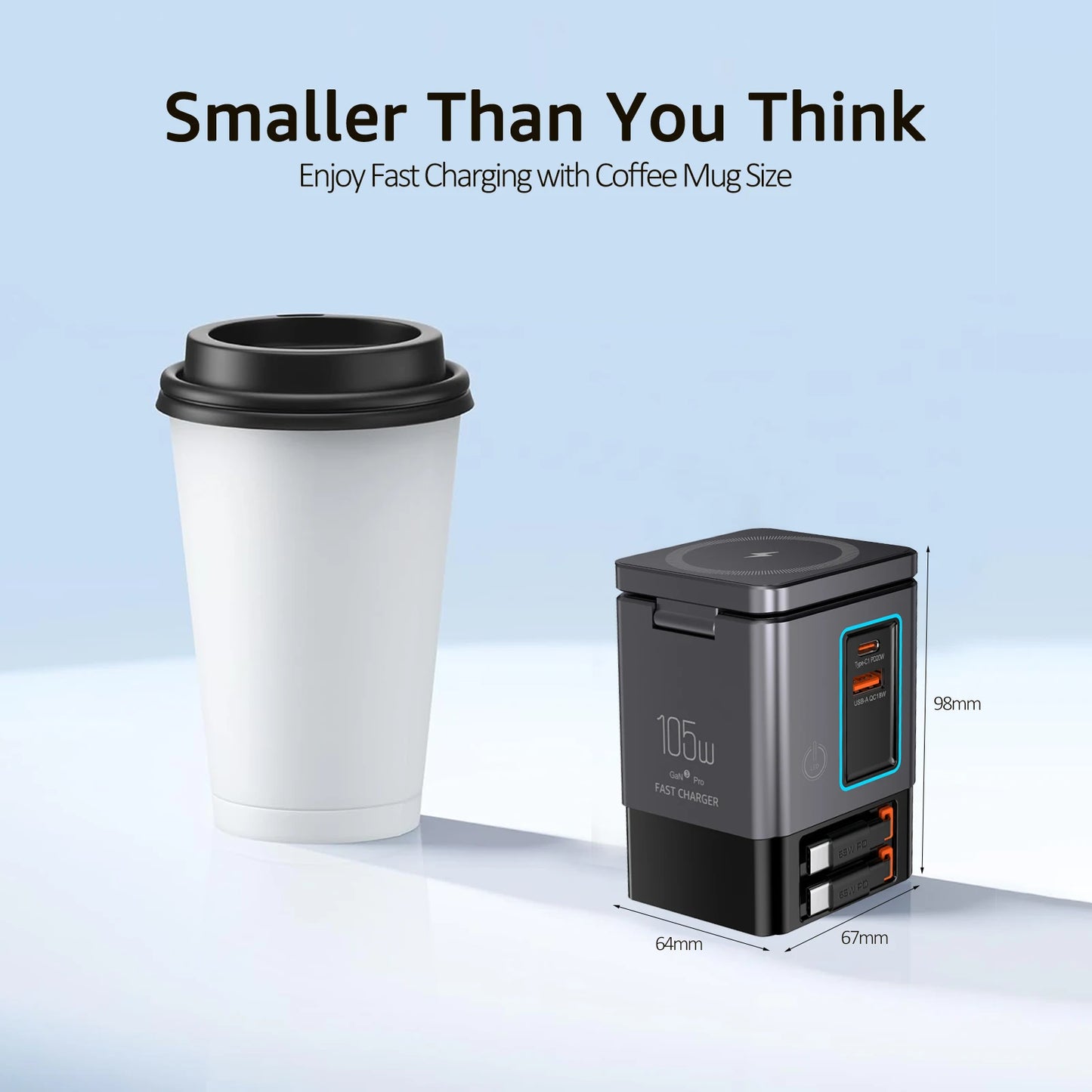 6-in-1 Fast Charging Station – 105W Retractable
