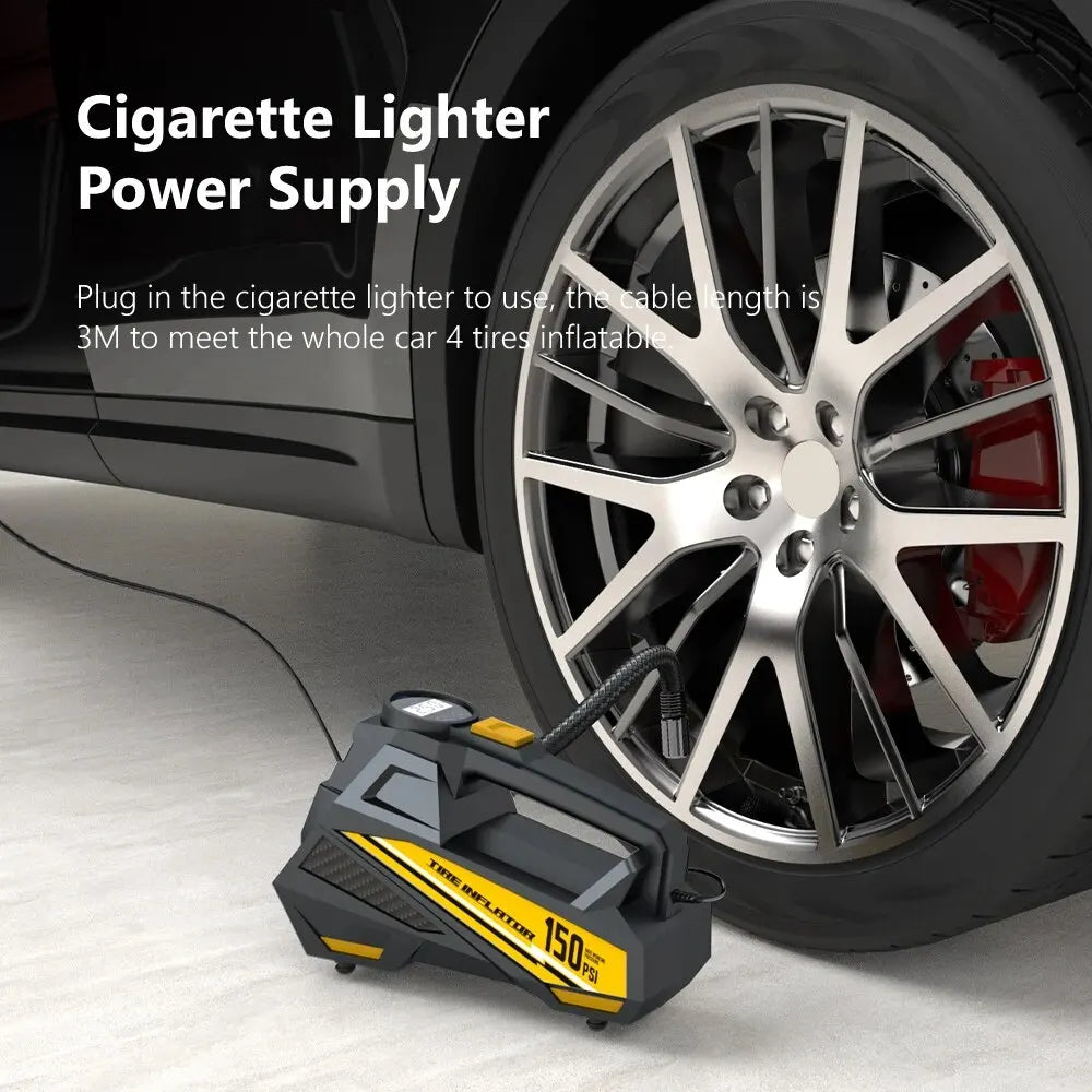 150PSI Corded Car Air Pump – Fast 12V Tire Inflator