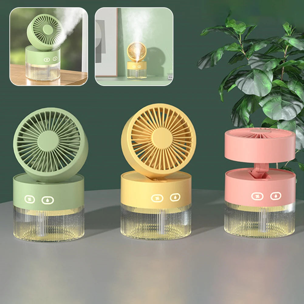 USB Mini Air Cooler + Humidifier & LED Light – 3-Speed Portable Comfort for Desks & Bedrooms