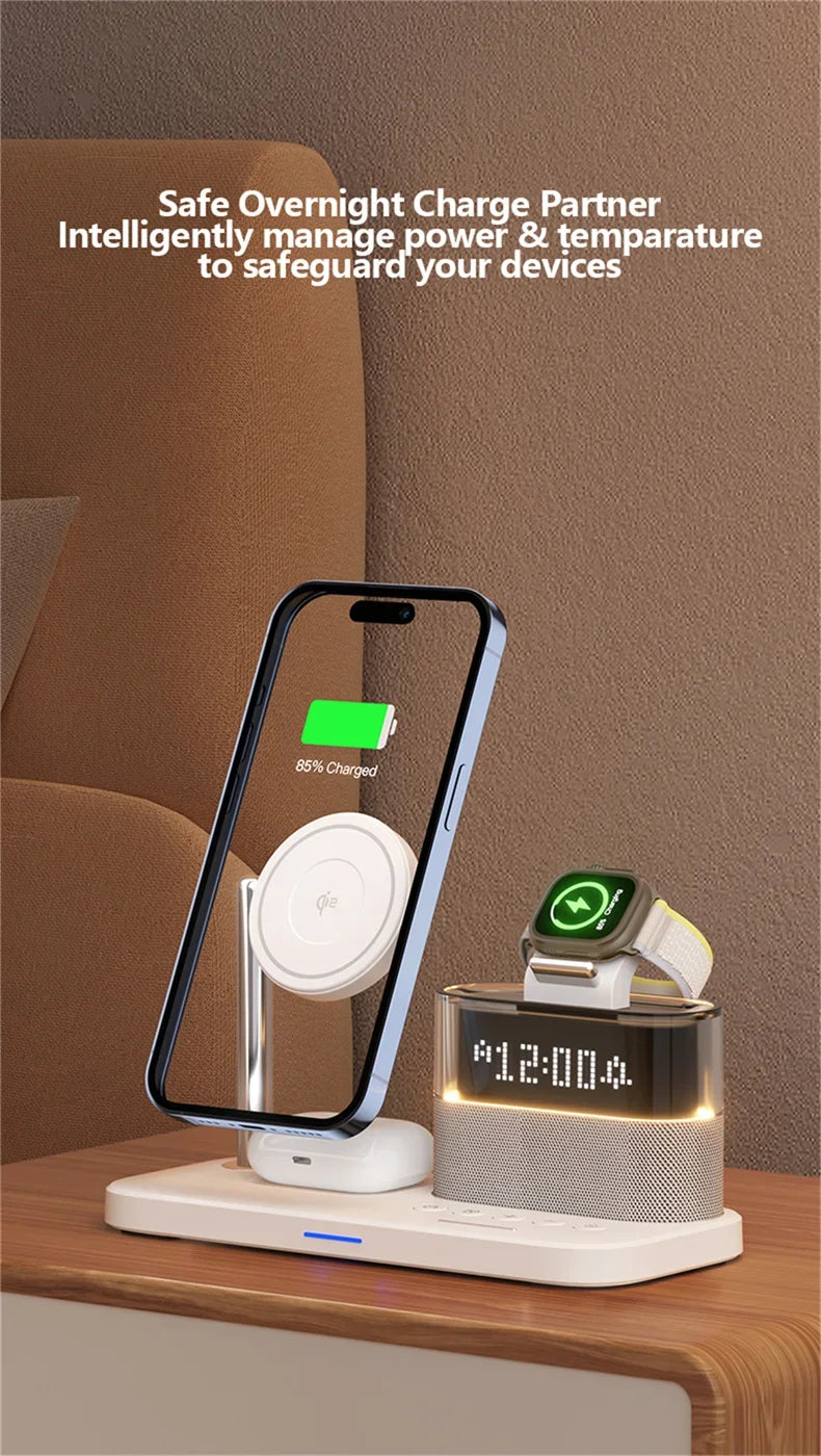 5-in-1 Magnetic Wireless Charger Stand - LED Clock