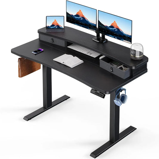 48x24″ Electric Standing Desk w/ Drawers & C-Clamp Mount – Height Adjustable