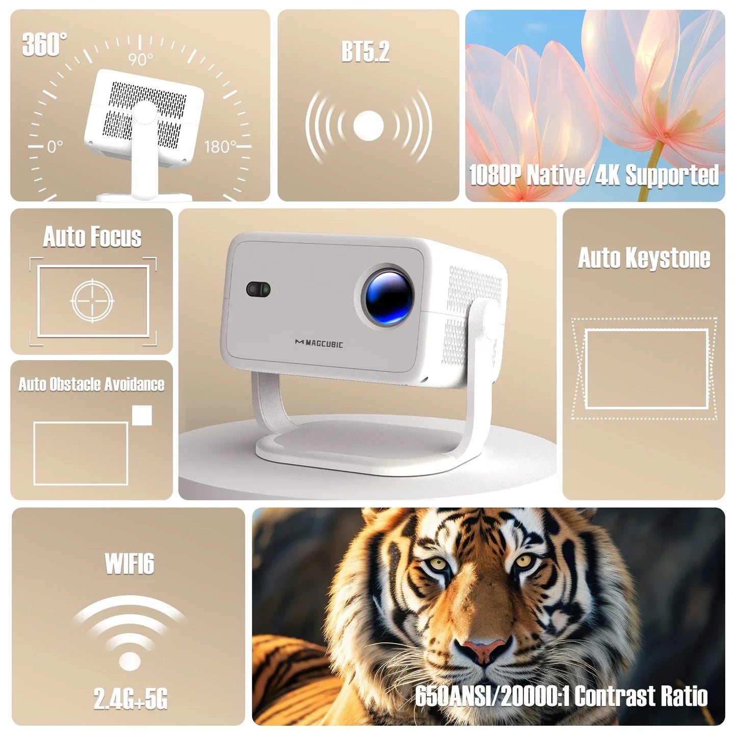 4K Android 1080P Projector – 650ANSI