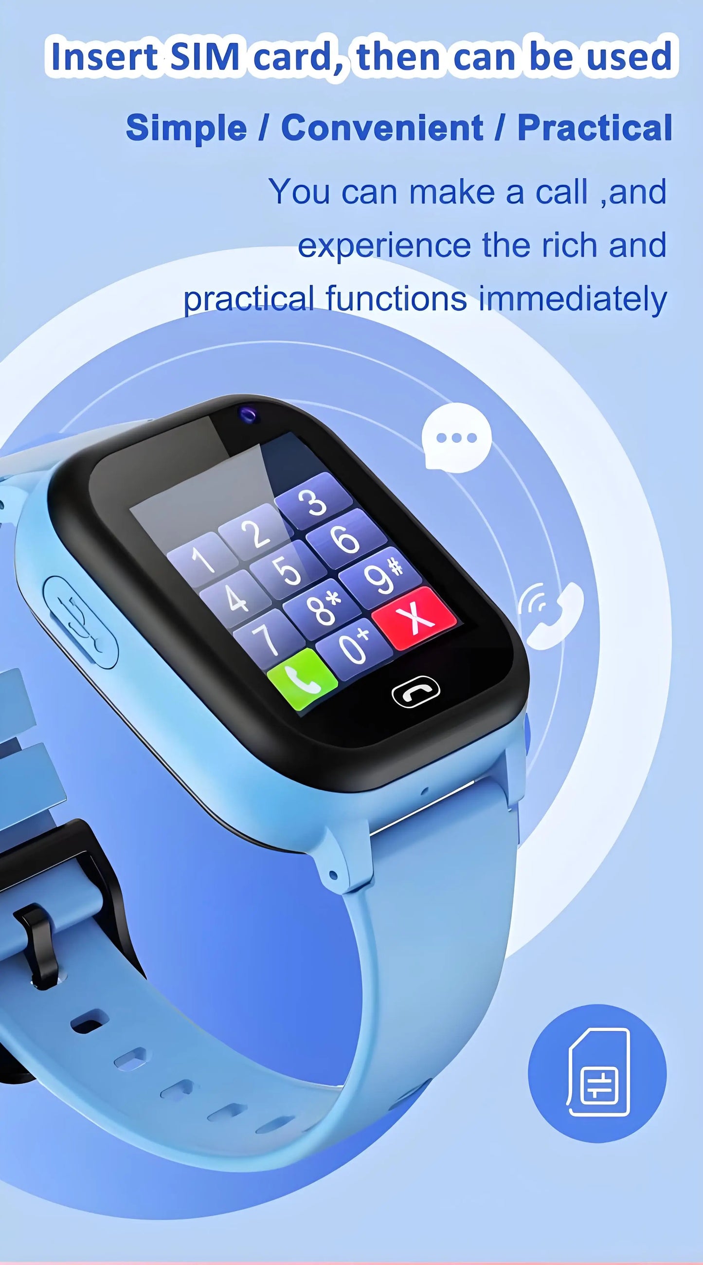 4G Kids Smart Watch – GPS, Camera, Waterproof & SOS Calls