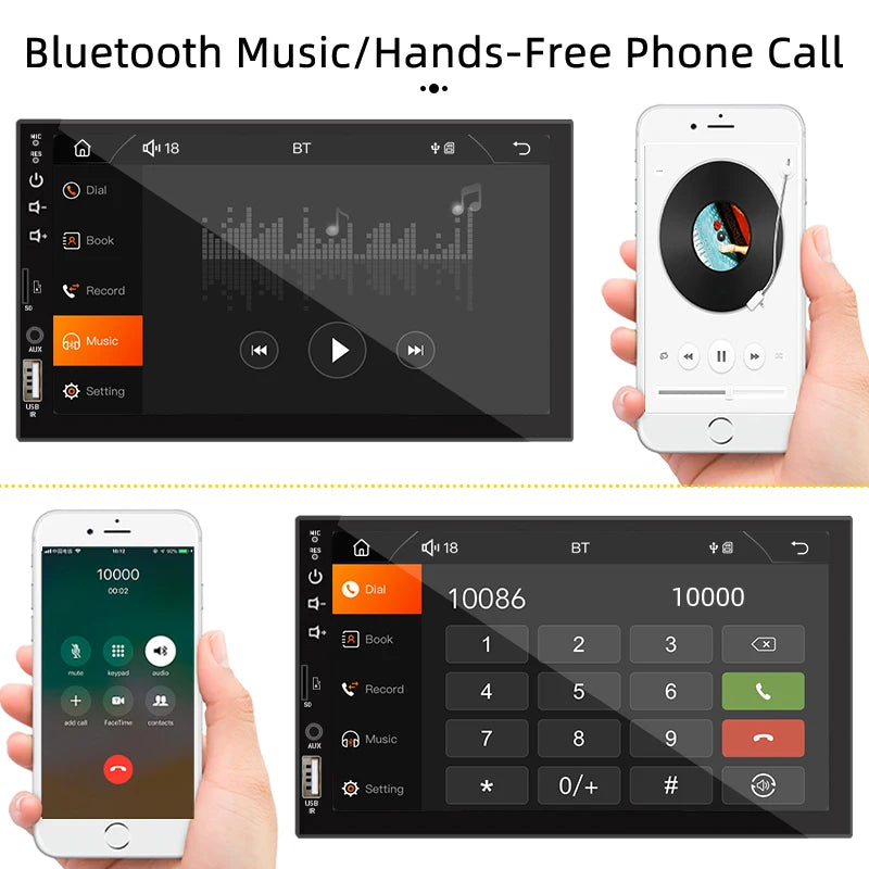 7" 1-Din CarPlay & Android Auto Touchscreen Radio