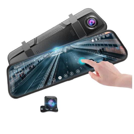10" Touchscreen Rearview Mirror Dash Cam – Dual Front & Rear Recorder