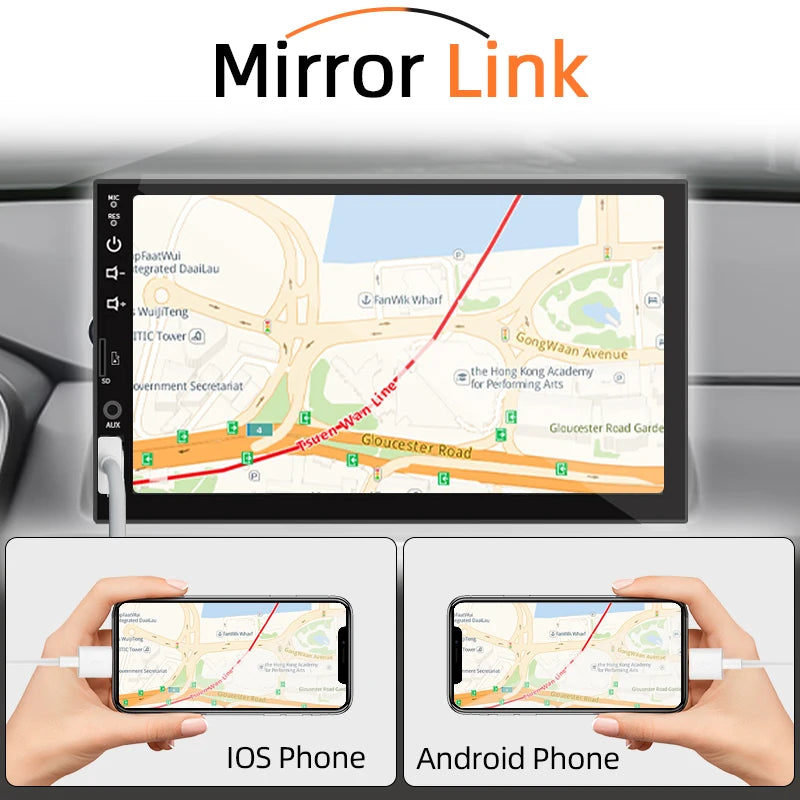 7" 1-Din CarPlay & Android Auto Touchscreen Radio
