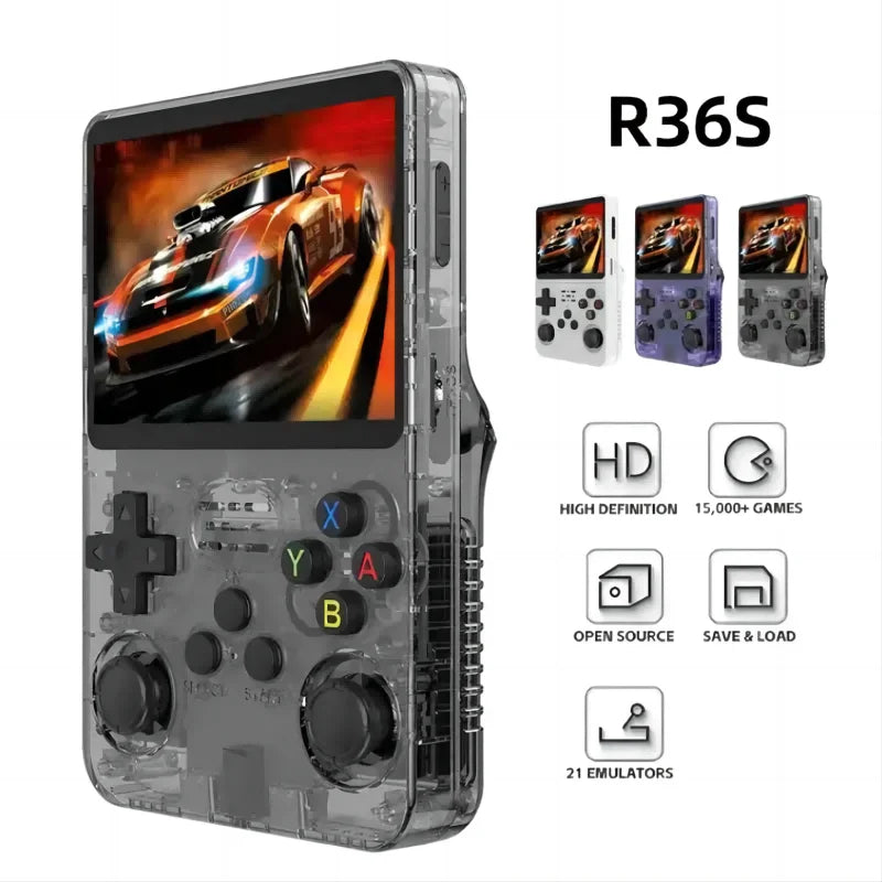 R36S Retro Handheld Console – 3.5" IPS, 64GB, 10,000+ Games! Portable Gaming for All Ages