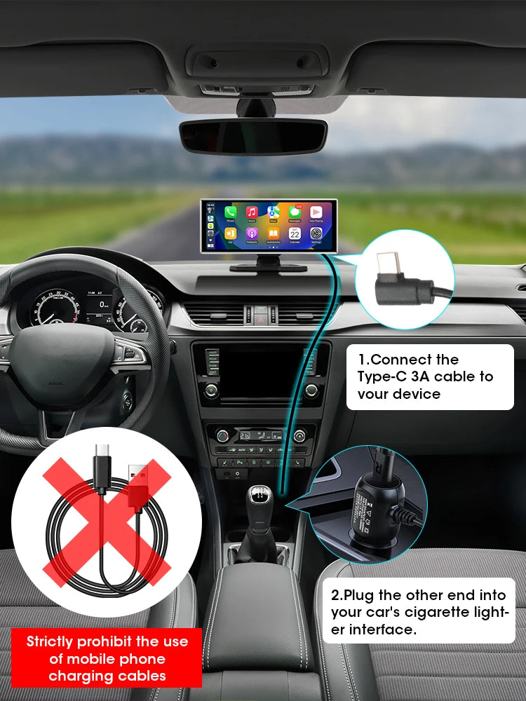 4K Dual-Lens Dash Cam with Wireless CarPlay & Android Auto