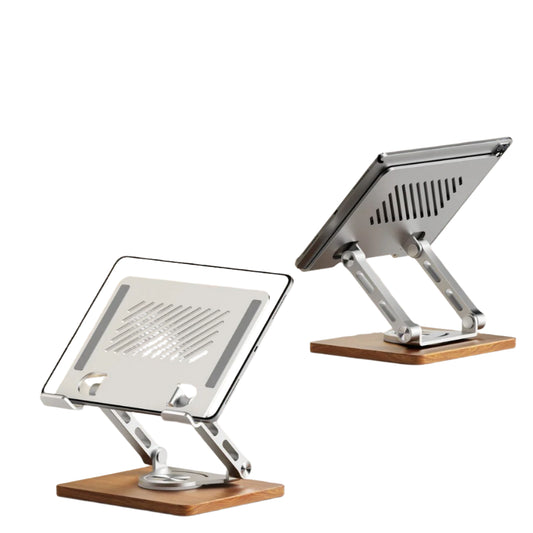 Universal 360° Rotating Wooden Stand – Adjustable Holder for iPad, Tablets, Smartphones, E-Readers & More