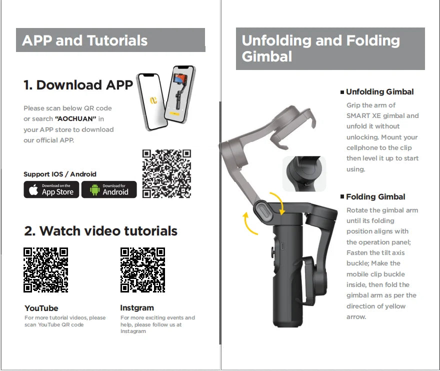 3-Axis Handheld Gimbal Stabilizer for Smartphones with Built-in Fill Light