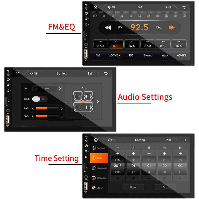 7" 1-Din CarPlay & Android Auto Touchscreen Radio