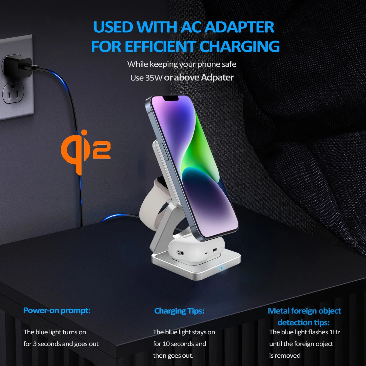 3-in-1 Magnetic Wireless Charger – Fast & Foldable