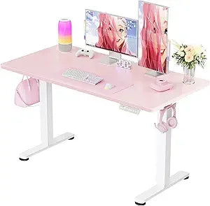 55" Electric Standing Desk - Adjustable Height, Memory Preset, Vintage Brown