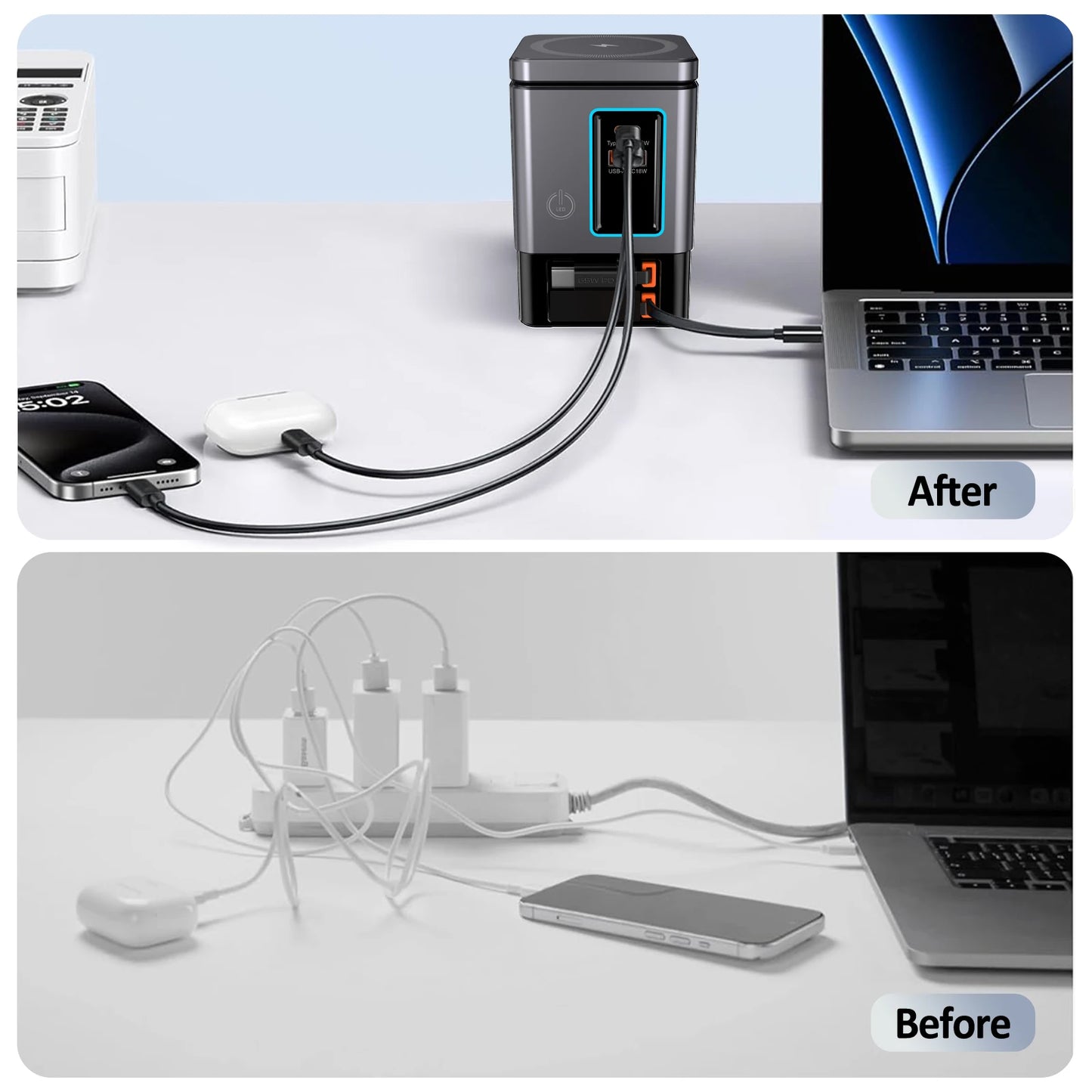 6-in-1 Fast Charging Station – 105W Retractable