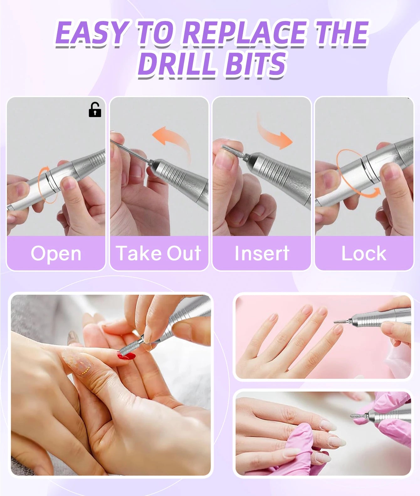 45,000RPM Rechargeable Nail Drill – Ultra-Quiet & Portable Manicure Tool for Salon & Home