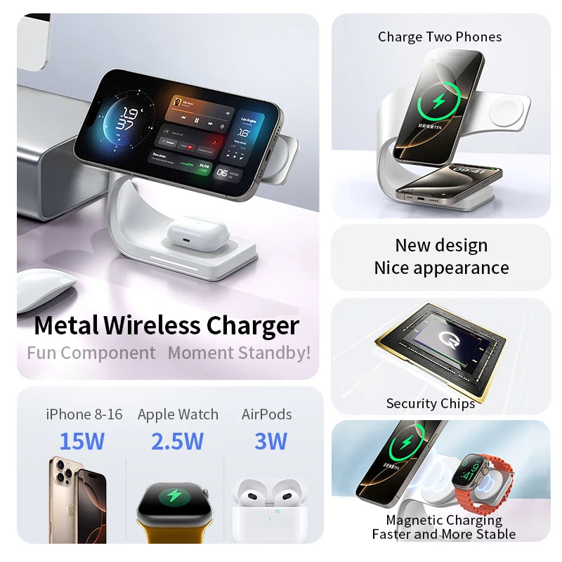 4-in-1 Wireless Charging Station – Fast Magnetic Charging