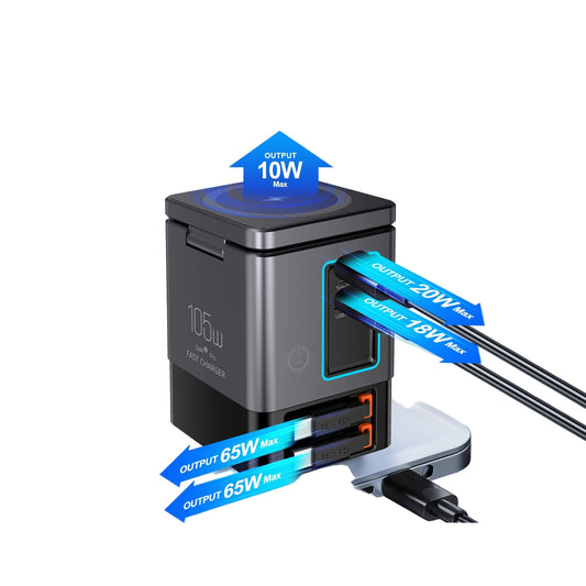 6-in-1 Fast Charging Station – 105W Retractable