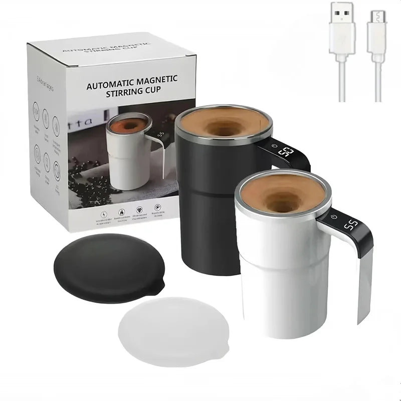 Auto-Stirring Coffee Cup – IP67 Waterproof, BPA-Free, Magnetic Mixing