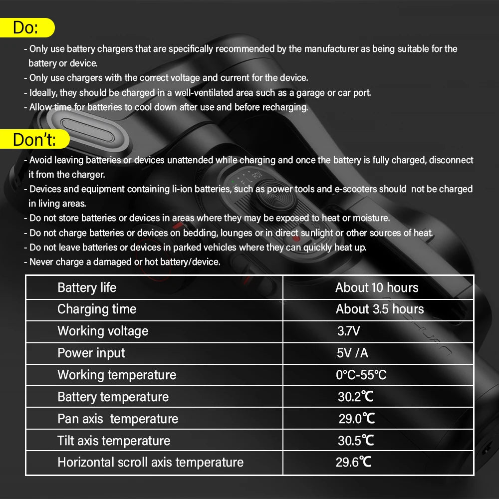 3-Axis Handheld Gimbal Stabilizer for Smartphones with Built-in Fill Light