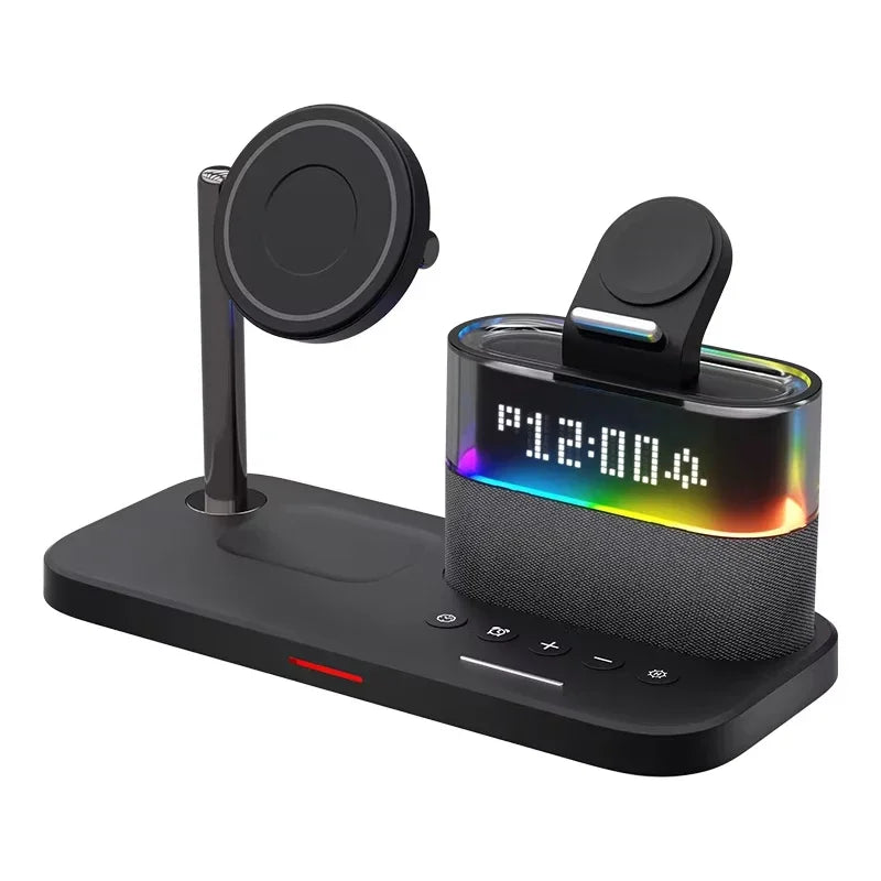 5-in-1 Magnetic Wireless Charger Stand - LED Clock