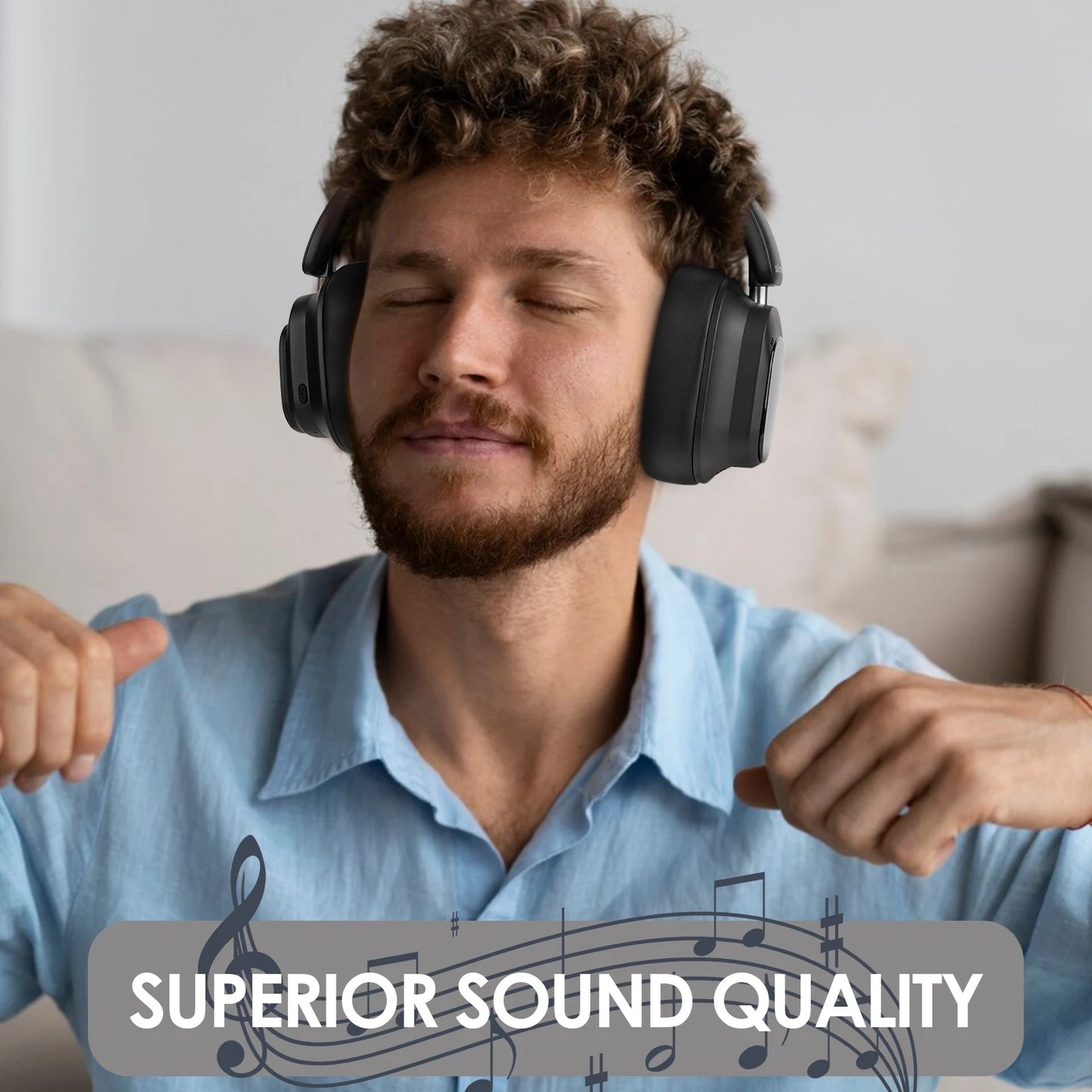 Hybrid ANC Wireless Headphones w/ Touch Control & LED Display