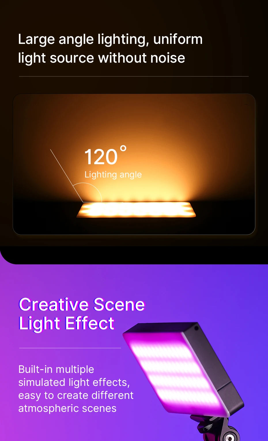 Full Color RGB Video Light (2500K-9000K) - Dimmable LED Photography Lighting