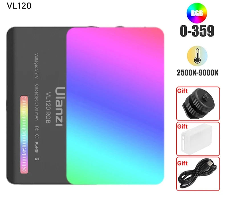Full Color RGB Video Light (2500K-9000K) - Dimmable LED Photography Lighting