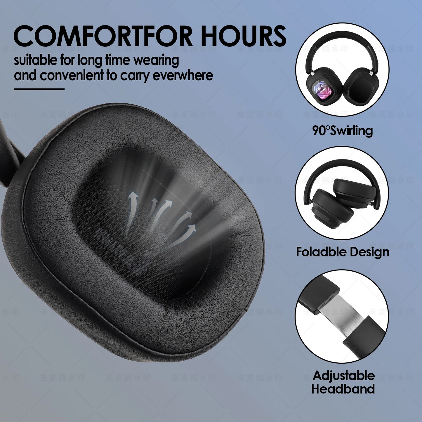 Hybrid ANC Wireless Headphones w/ Touch Control & LED Display