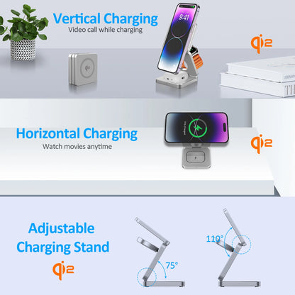 3-in-1 Magnetic Wireless Charger – Fast & Foldable