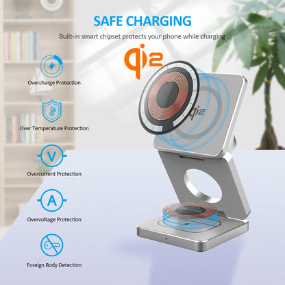 3-in-1 Magnetic Wireless Charger – Fast & Foldable