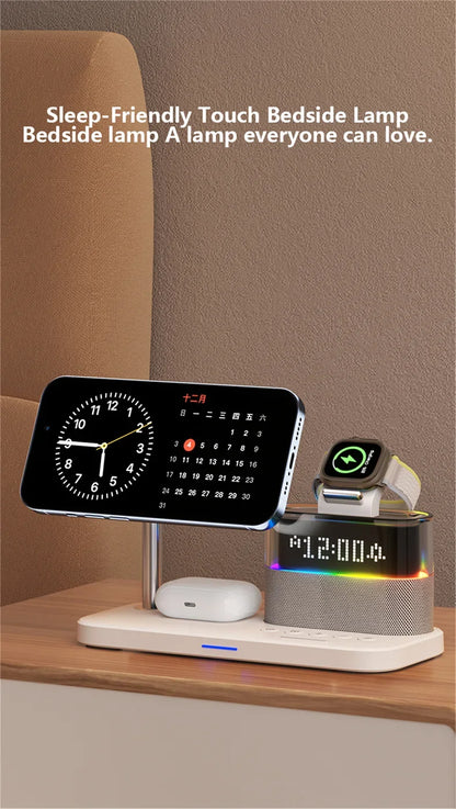 5-in-1 Magnetic Wireless Charger Stand - LED Clock