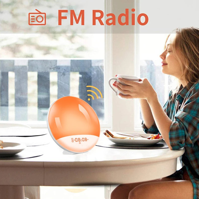 Smart Sunrise Alarm Clock – Dual Alarms, FM Radio, Nightlight & Natural Sounds