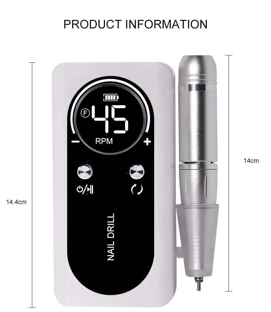 Pro Nail Drill – 45K RPM, Ultra-Quiet & Cordless for Flawless Manicures