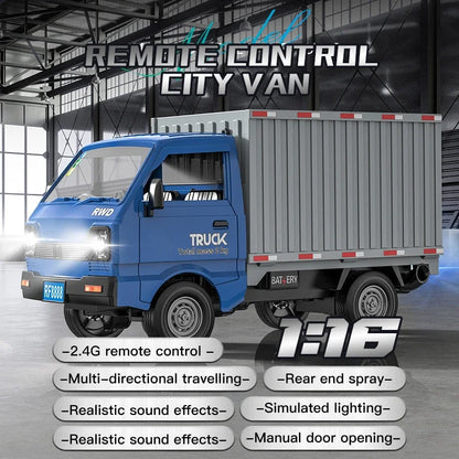 KF21 1:16 RC Drift Truck – LED Spray Light, Climbing & Cargo Haul