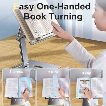 Adjustable Aluminium Book Stand – Foldable Reading Holder