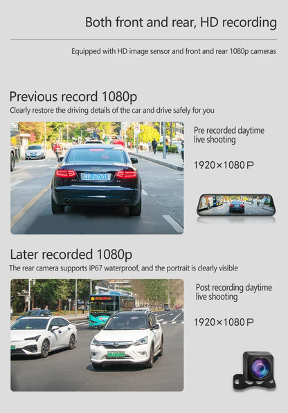 10" Touchscreen Rearview Mirror Dash Cam – Dual Front & Rear Recorder