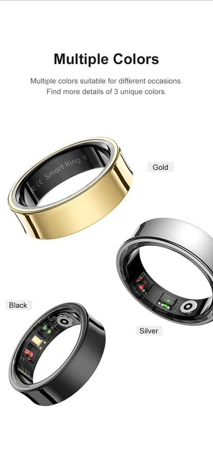 R09 Health Smart Ring – Heart Rate, SpO₂, Temp Tracking, 5ATM Waterproof