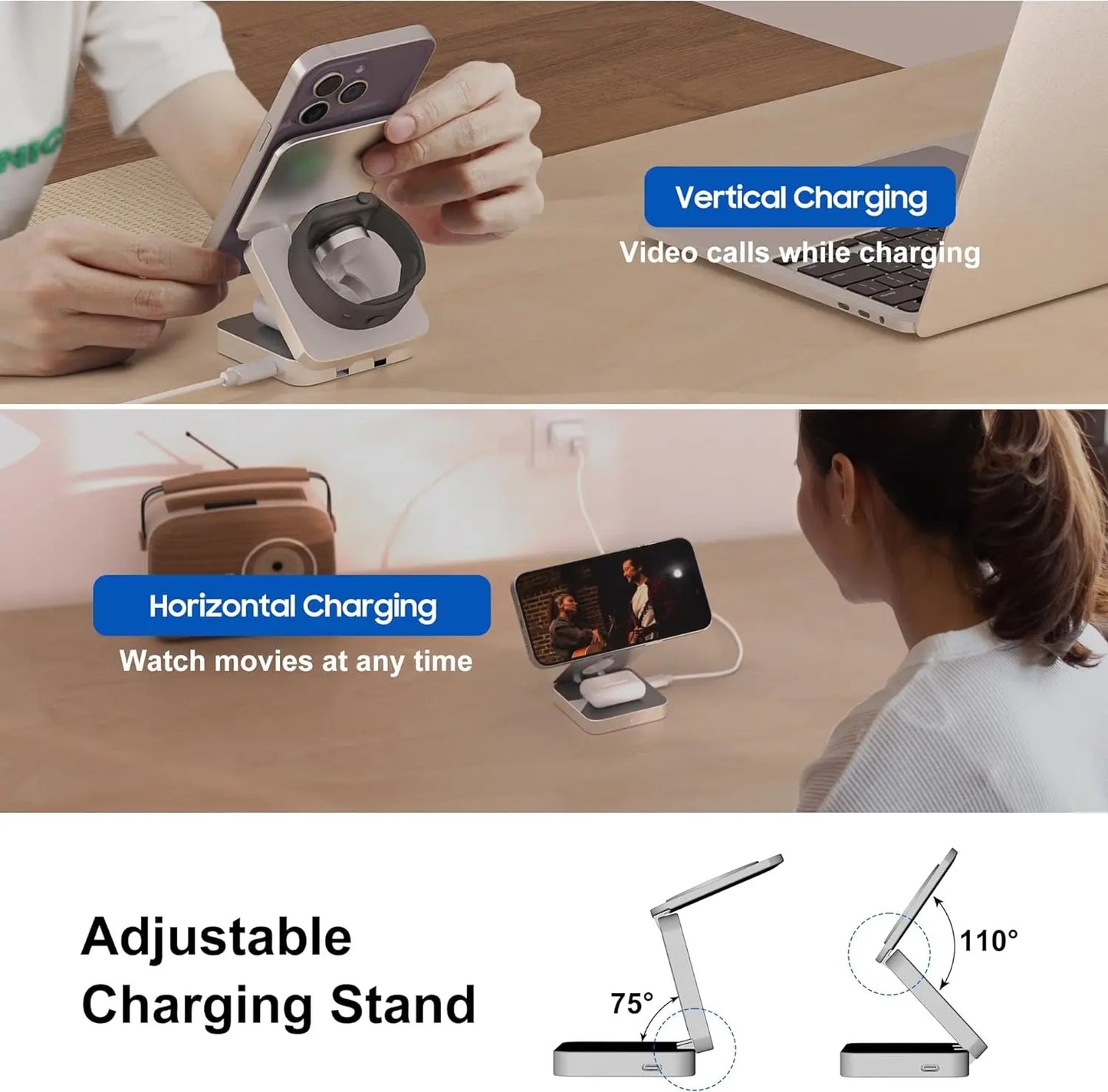 3-in-1 Magnetic Wireless Charger – 30W Fast Charging