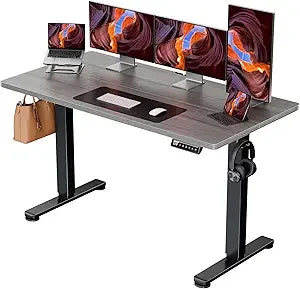 55" Electric Standing Desk - Adjustable Height, Memory Preset, Vintage Brown