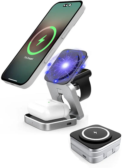 3-in-1 Magnetic Wireless Charger – 30W Fast Charging