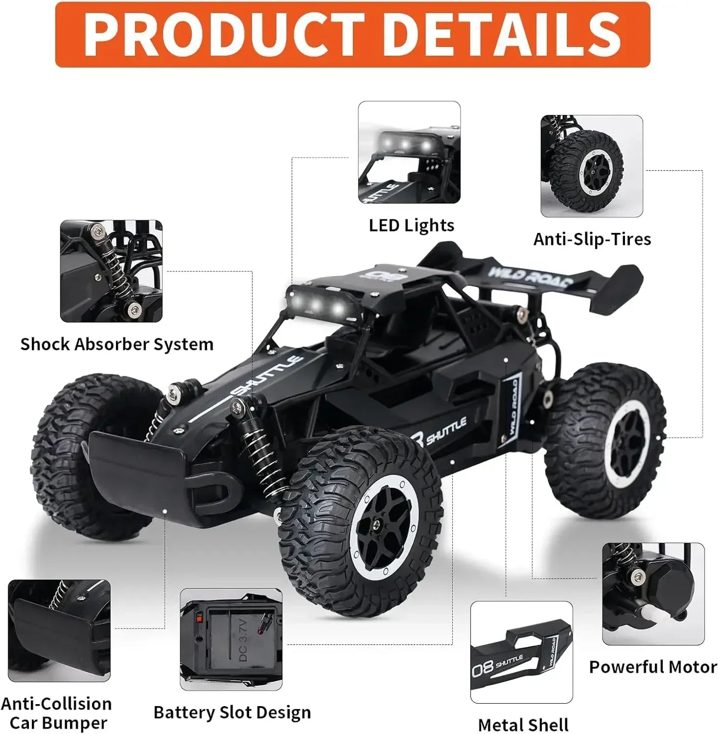 20KM/H High-Speed RC Drift Car – 2WD Off-Road Monster Truck