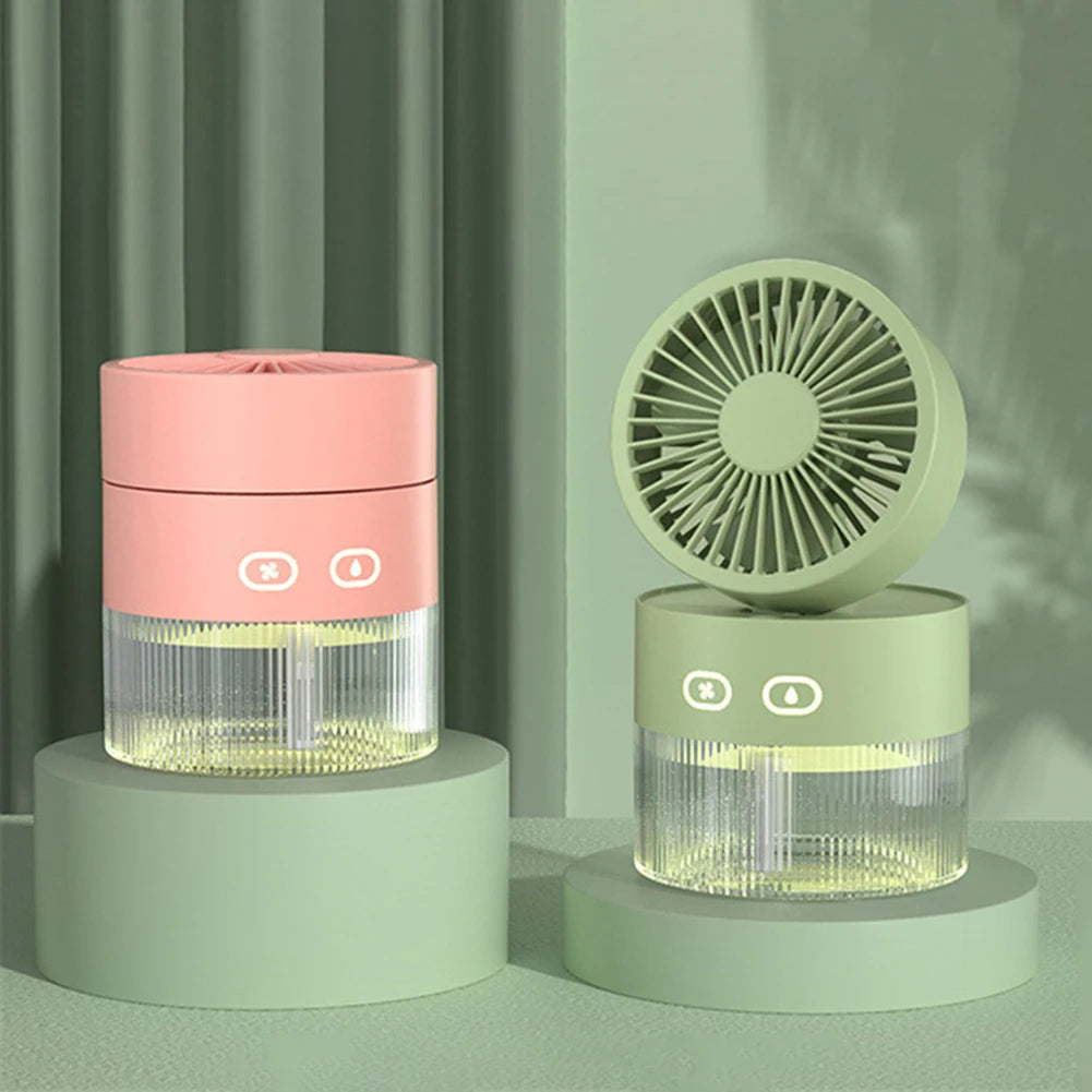 USB Mini Air Cooler + Humidifier & LED Light – 3-Speed Portable Comfort for Desks & Bedrooms