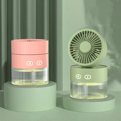 USB Mini Air Cooler + Humidifier & LED Light – 3-Speed Portable Comfort for Desks & Bedrooms