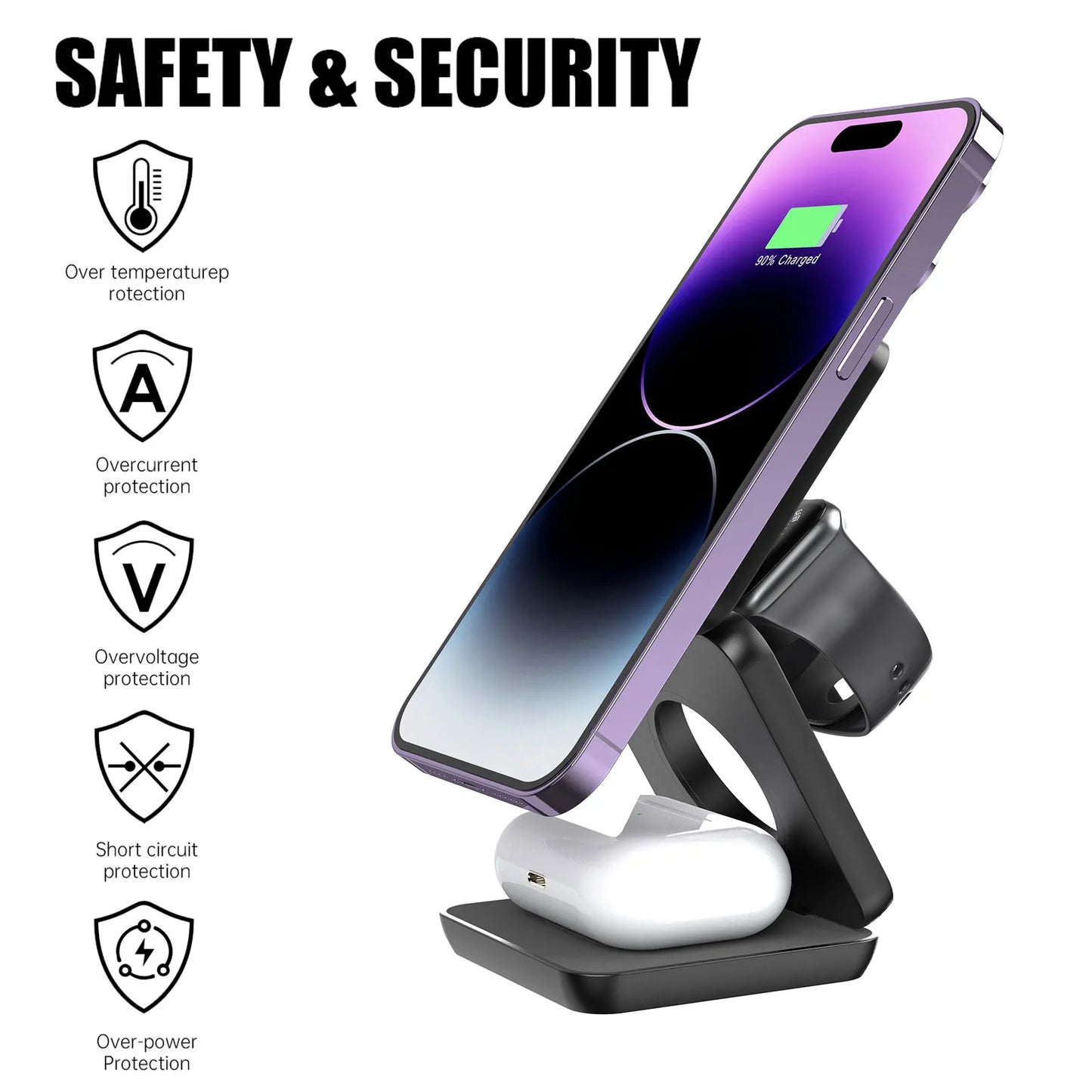 3-in-1 Magnetic Wireless Charger – 30W Fast Charging