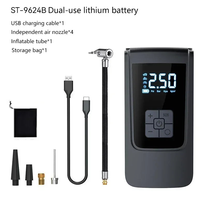 Portable Wireless Air Compressor – Fast Tire Inflator for Cars, Bikes & More