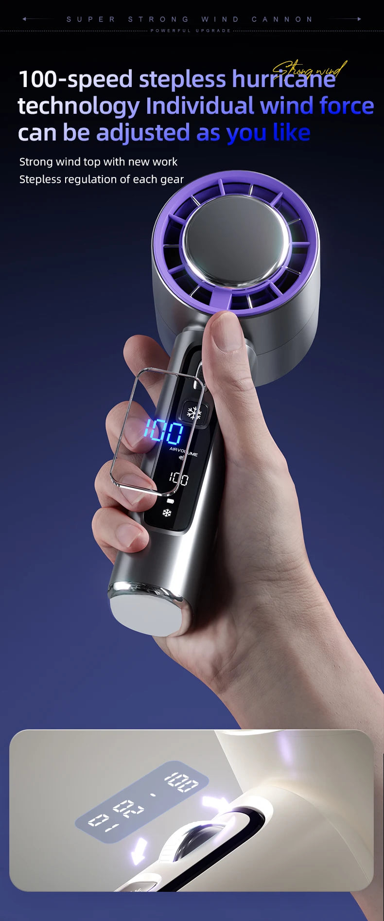 Refrigeration High-Speed Handheld Electric Fan - 4000mAh