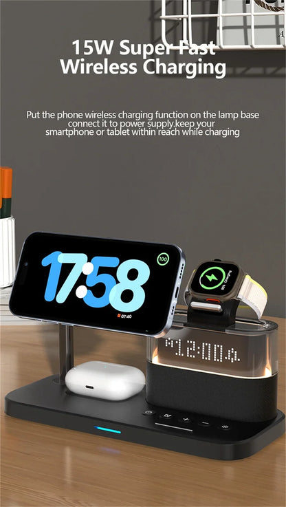 5-in-1 Magnetic Wireless Charger Stand - LED Clock
